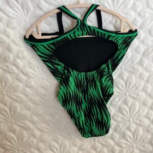 Dolphin swimsuit racer straps Green/Black Open Back Pool time Beach wear